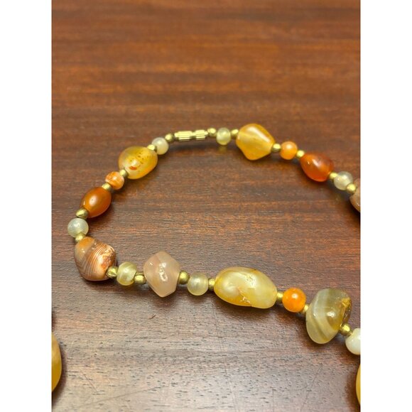 Beggars Beads Necklace Earth-Tone Polished Natural Stone Beaded 18 inch Boho - Picture 5 of 7